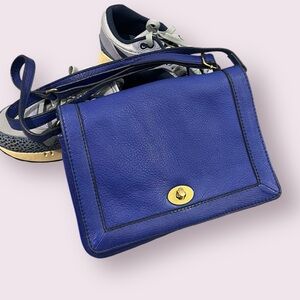 J.Crew 100% Leather Crossbody Bag | Blue Gold Hardware | Style 63033